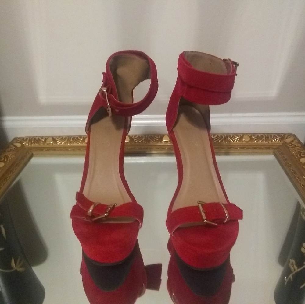 Candy Red Open Toe Wedges - Picture 6 of 6
